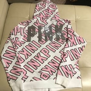 VS Pink Bling Sequin Graphic Hoodie